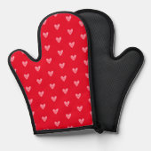 Pinky Red Heart Pattern op rood Ovenwant (Voorkant / Achterkant)