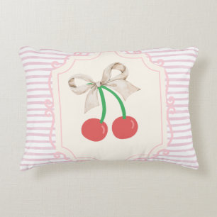 Pinky retro Sweet Cherries met strik Retro strepen Accent Kussen