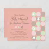 Pinky Stippen Baby shower Uitnodiging (Voorkant / Achterkant)