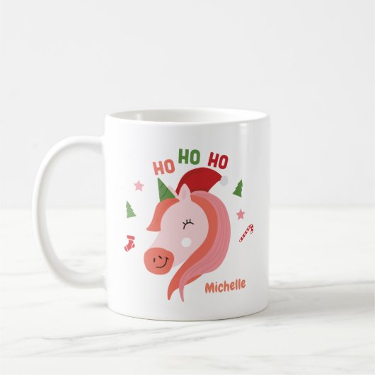 Pinky Unicorn Christmas Mug (Gauche)