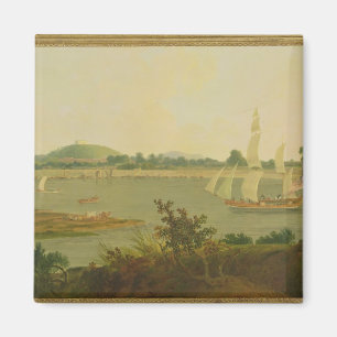 Pinnace die de Ganges langs Monghyr Fort neerschie Magneet