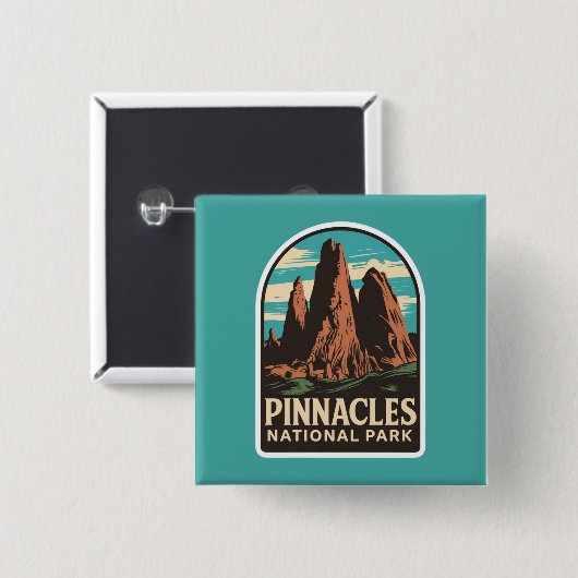 Pinnacles National Park Reizen Embleem Vierkante Button 5,1 Cm (Voorkant /achterkant)