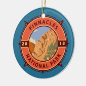Pinnacles National Park Retro Compass Embleem Keramisch Ornament (Links)