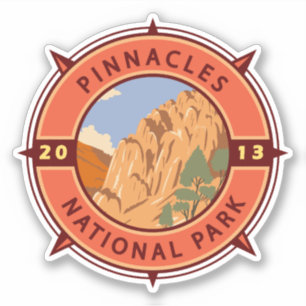Pinnacles National Park Retro Compass Embleem Sticker