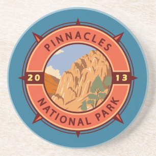 Pinnacles National Park Retro Compass Embleem Zandsteen Onderzetter