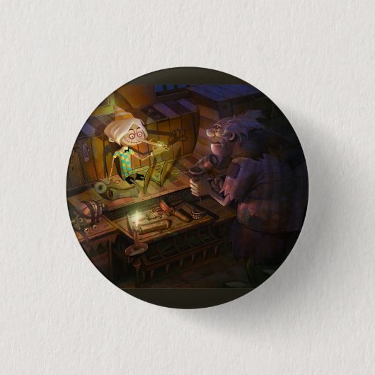 Pinocchio Ronde Button 3,2 Cm (Voorkant)