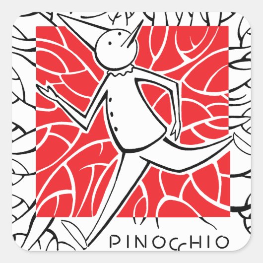 Pinocchio stikers vierkant sticker (Voorkant)