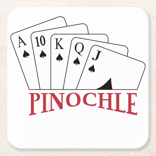 Pinochle-kaarten Vierkante Kartonnen Onderzetter (Voorkant)