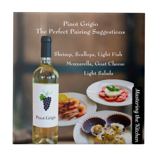 Pinot Grigio Wine Pairing/Mastering the Kitchen Tegeltje (Voorkant)