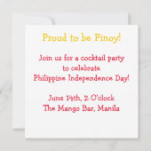Pinoy Filipijnse Onafhankelijkheidsdag Uitnodiging (Achterkant)