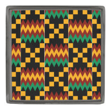 Black, vert, rouge, tissu Kente jaune, métal gris