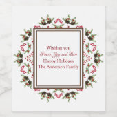 Pins cônes et baies Mandala vin étiquette (Étiquettes simples)