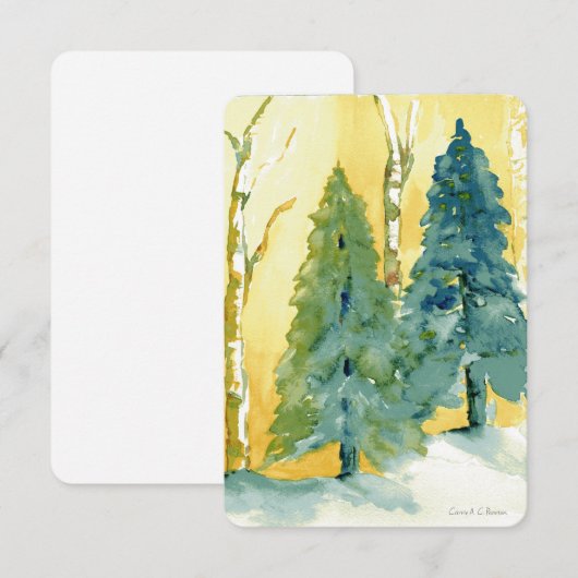 Pins d'aquarelle avec carte Sunset (Devant / Derrière)