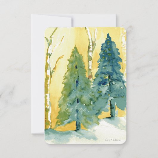 Pins d'aquarelle avec carte Sunset (Devant)