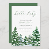 Pins de neige Baby shower d'hiver Invitation (Devant / Derrière)