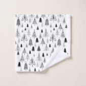 Pins de Noël noirs et blancs modernes (Gant de toilette)