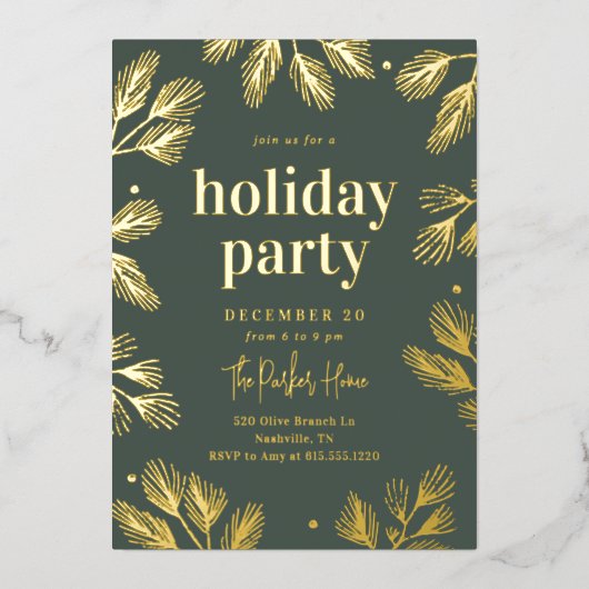 Pins d'hiver Foil Fête Invitation (Recto)