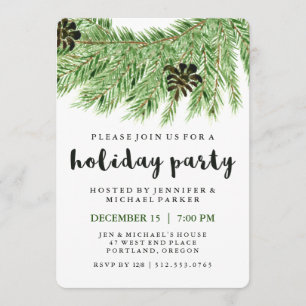 Pins d'hiver   Invitation de fête de vacances