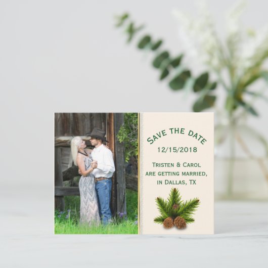 Pins d'hiver Noir Cones Enregistrer la date Carte  (Debout devant)