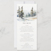 Pins d'hiver Paysage de neige Carte Mariage Menu (Devant)