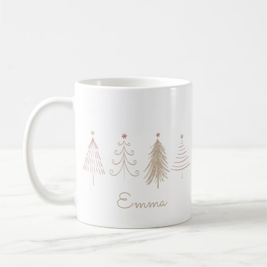 Pins d'hiver rose Whimsical Christmas Mug (Gauche)