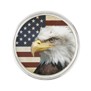 Pin's Drapeau vintage américain avec Eagle