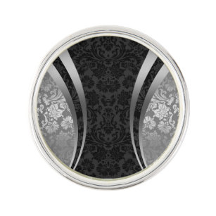Pin's Elégant Motif noir et gris argenté