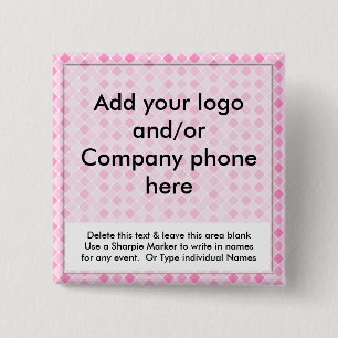 Pins Labels Pins voor roze Diamonds Event Business Vierkante Button 5,1 Cm
