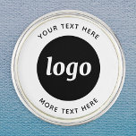 Pin's Logo Simple Avec Entreprise Texte<br><div class="desc">Ajoutez votre propre logo et le choix du texte à cette conception. Supprimez le texte supérieur ou inférieur si vous préférez. Minimaliste et professionnel. Idéal pour l'image de marque des employés ou comme produit promotionnel pour vos clients et clients.</div>