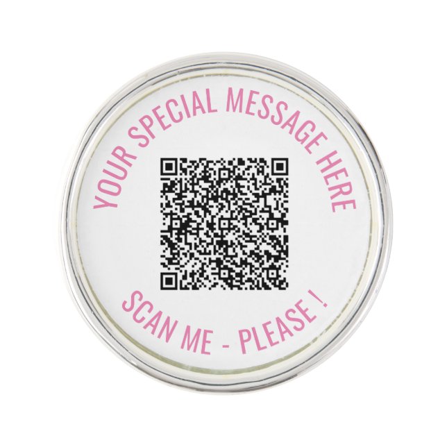 Pin's QR Code Scan Info Your Special Text Lapel Pin Gift (Devant)