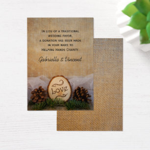 Pins rustiques Bois Mariage Charité Favoriser