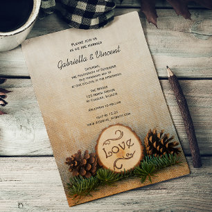 Pins rustiques Faire-part de mariage des bois