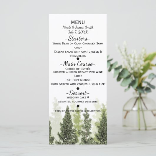 Pins rustiques Menu Mariage campagnard simple (Debout devant)