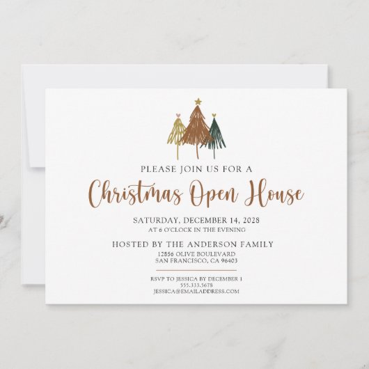 Pins Rustiques Noël Open House Invitation (Devant)