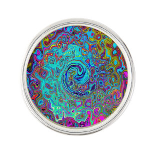 Pin's Trippy Sky Blue Abstrait Retro Liquid Swirl