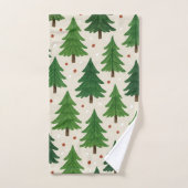 Pins verts Aquarelle de vacances Botanique (Serviette à main)
