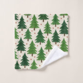 Pins verts Aquarelle de vacances Botanique (Gant de toilette)