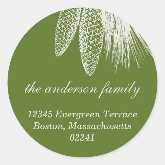 Pins verts cônes Noël étiquette de adresse (Devant)