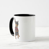 Pinscher miniature (Pin de minute) avec la tasse (Devant gauche)
