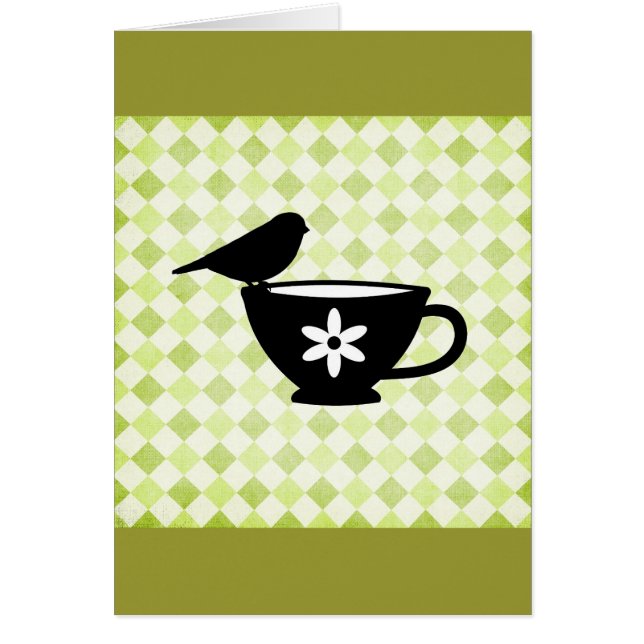 Pinson sur silhouette de tasse à thé (Devant)