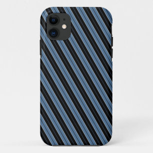 Pinstrepen blauw zwart witte diagonale strepen iPhone 11 hoesje