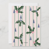 Pinstripe avec arbre et carte Holiday Photo Holly (Dos)