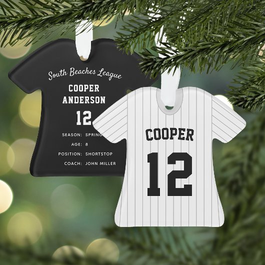 Pinstripe Baseball Jersey Player Stats Ornament