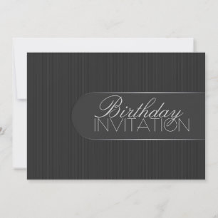 Pinstripe Black Silver Invitation de fête d'annive