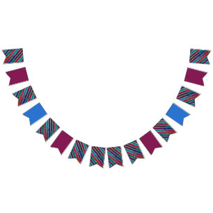 Pinstripe Contemporary Wine Blue / Mixed Design Vlaggetjes