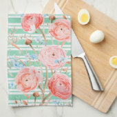 Pinstripe Floral Pattern Serviette de cuisine (Quart Plié)