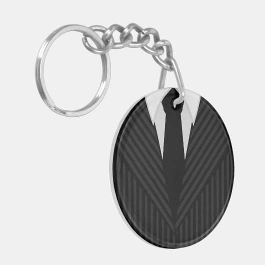 Pinstripe pak en Stropdas ronde twee zijdige sleut Sleutelhanger (Voorkant Links)