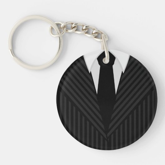 Pinstripe pak en Stropdas ronde twee zijdige sleut Sleutelhanger (Voorkant)