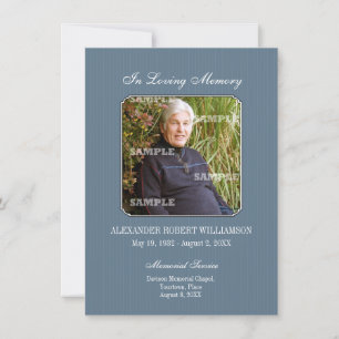 Pinstripe Photo Memorial Invitation Aankondiging