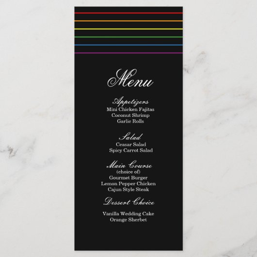 Pinstripe Pride Colonnes LGBT Menu Mariage (Devant)